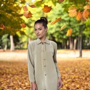 CHEROKEE Women Beige Suede Leather Jacket Button Front Coat Size 16W